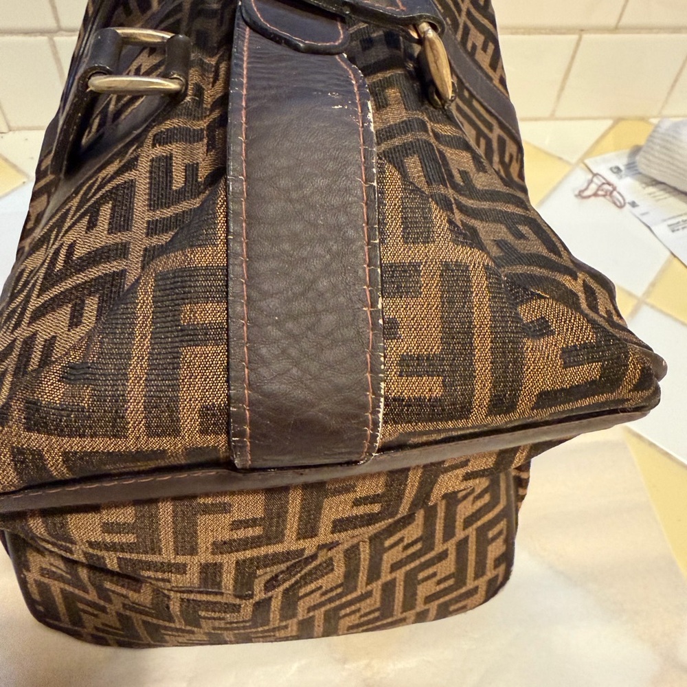Fendi Brown FF Logo Canvas Duffel Bag - Picture 10 of 16